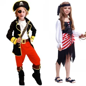 Дети Мальчики Дети Пиратские Костюмы Хэллоуин Косплей Костюмы Для Мальчиков Девочек День Рождения Карнавал Вечеринка Платье