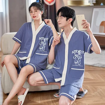 Midnite Star пижамы пара лето из чистого хлопка мужская пижама комплект короткие пижамные брюки женская домашняя одежда домашняя одежда мужчины