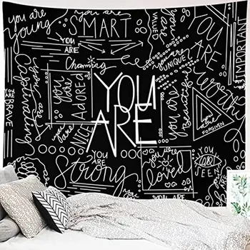 Цитата Вы - настенный гобелен, вдохновляющее настенное искусство позитивное высказывание настенный белый гобелен для спальни девочки-подростка в общежитии
