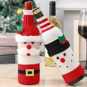 Санта-Клаус Крышка бутылки вина Рождественские украшения для дома Снеговик Чулок Подарочные держатели Рождественский декор Новый год