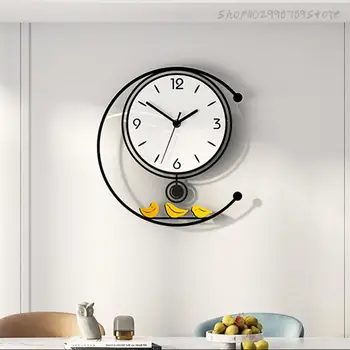 Бесплатная доставка Настенные часы Спальня Ночник Простой Silent Wall Watch Кухня Необычный милый Horloge Murale Дизайн интерьера