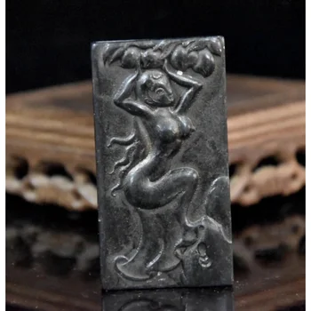Хуншань Скульптура из черного железа, кулон красоты, маленькая статуэтка