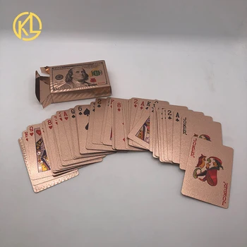 Kelin Горячая распродажа водонепроницаемые 100 долларов США Дизайн Розовое золото Покер Игральные Карты Для Игровых Денег или Свадебных Подарков