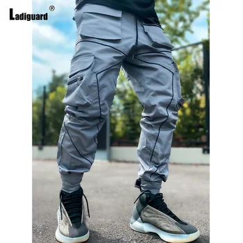 Ladiguard 2024 Европейская мода Хип-хоп брюки Мужские повседневные карманные брюки Мужская уличная одежда Hommes Модель Stripes Cargo Pantalon