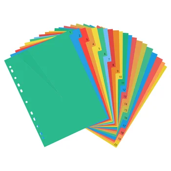 Страницы A4 Красочная индексная страница Классифицированные этикетки Пластиковые разделители вкладок Бумага для карт для предотвращения сгибания (цветной печатный номер)