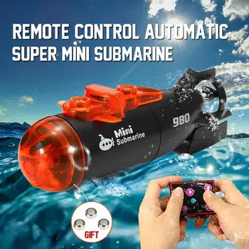 Мини Микро-радио Дистанционное управление Подводная лодка Лодка Со светодиодной подсветкой Игрушечный подводный корабль с дистанционным управлением Для детей Подводная игрушка