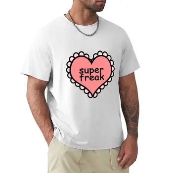 Оскорбительное сердце Текст - Футболка Super Freak, винтажная одежда, забавные заготовки, футболки оверсайз для мужчин