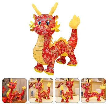 Мягкая игрушка Кукла Плюшевый китайский Новый год Талисман Кукла Дракон 2024 год Дракон Зодиак Игрушки Подарок Рождество Лунный