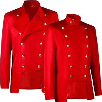  Европейский и Американский Хэллоуин Красный Стоячий Воротник Двубортное пальто Куртка Костюм