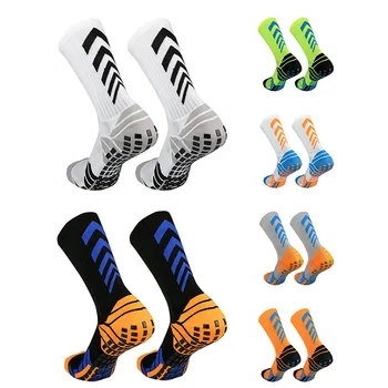 Новые футбольные носки со стрелкой пятки Силиконовые нескользящие футбольные носки на присоске Спортивные мужские и женские баскетбольные футбольные носки