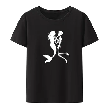 Сирена и моряк Графическая футболка Забавные футболки Camiseta Hombre Дышащая повседневная одежда Мужская одежда Cool Loose Camisa Новинка