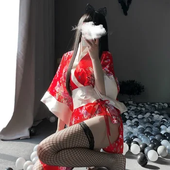 Женский халат Ночной халат Модный халат Модный халат для сексуального кимоно с сакурой Прекрасный японский униформенный халат Халат с цветочным принтом Короткое кимоно