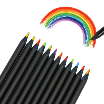 12 шт. Радужный карандаш, радужные карандаши детские, цветные карандаши 7 в 1 для детей и взрослых, разноцветные карандаши для рисования, рисования