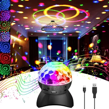 USB / перезаряжаемый RGB дискотечный свет Bluetooth-динамик Вращающийся волшебный шар Сценическая лампа Проектор Звук Активированный DJ Вечеринка Декор Подарок