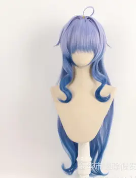 Game Genshin Impact Косплей Гань Юй Косплей Парик 100 см Длинные Волосы Синий Цвет Гань Ю Косплей Волосы Женщины Хэллоуин Вечеринка Парик