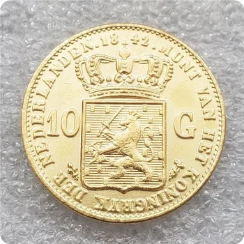 1842-1843 Нидерланды 5,10 Гульден - Виллем II Копировать монеты