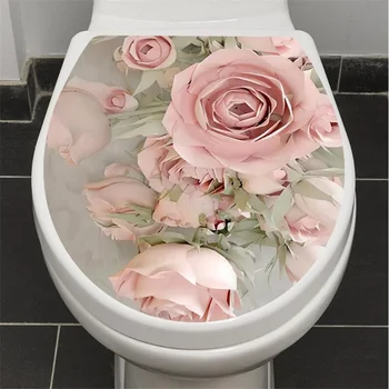 1 шт. Креативная съемная наклейка на стену для туалета с розовым пионом и цветком для туалета наклейка на крышку самоклеящейся наклейки для украшения дома