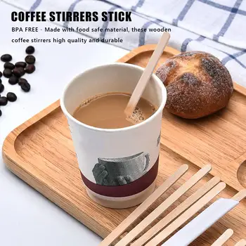 100 шт. 5,5-дюймовые палочки для размешивания кофе - натуральное дерево, экологически чистый кофейный напиток, одноразовая палочка для размешивания чая