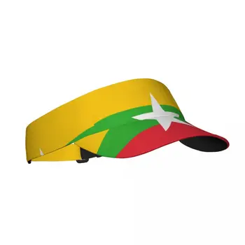 Лето Солнце Шляпа Мужчины Женщины Регулируемый Козырек Топ Пустой Флаг Мьянмы Спорт Теннис Гольф Бег Солнцезащитный Крем Кепка