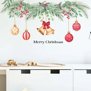 Рождественская тема Наклейки на стену Рождественские украшения Обои Новогоднее окно Стеклянные наклейки Плакат Наклейки на домашнюю стену Navidad 2021