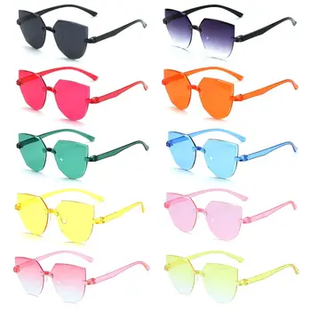Аксессуары Прозрачный конфетный цвет Party Favor Солнцезащитные очки для женщин Солнцезащитные очки без оправы 