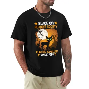 Черная кошка гуманное общество размещение футболки для мальчиков белые футболки аниме смешные футболки мужские футболки повседневные стильные