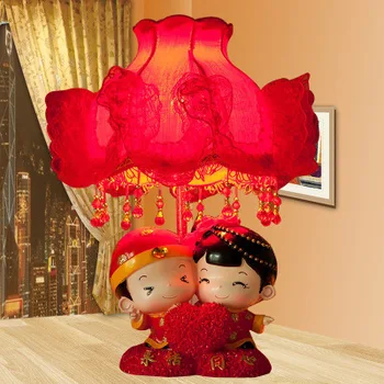 DA4K Спальня Свадебная Настольная Лампа Красный Круг Свадебная Комната Прикроватная Лампа Большой Свадебный Подарок Новый Вечнояркая Лампа В Подарок
