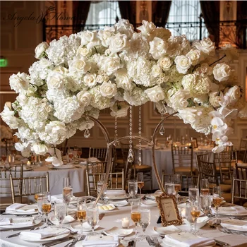 позолоченная арочная подставка с цветочной композицией свадебный стол центральный декор геометрический цветочный каркас банкет мероприятие вечеринка реквизит
