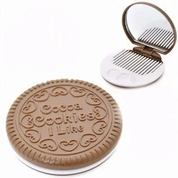 1 шт. Милое шоколадное печенье в форме модного дизайнерского зеркала для макияжа с 1 набором гребней
