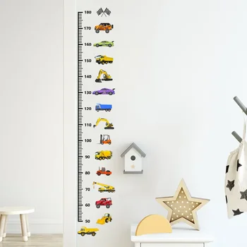  Транспорт Грузовик Автомобили Диаграмма роста для детей Наклейки на стену Измерьте высоту Детская линейка Декор детской комнаты Искусство