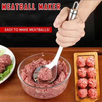 Gadget Spoon Meatball Maker Ложка из нержавеющей стали Шарик для мяса Эллиптическое отверстие для утечки Кухонная утварь Кухонная форма для мясных шариков