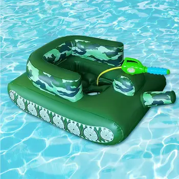Надувной поплавок для бассейна с водяным пистолетом, поплавки для бассейна с танком для детей, веселые поплавки в форме танка для летнего бассейна для детей