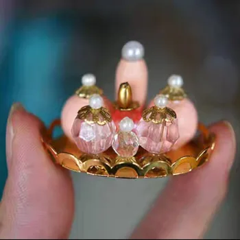 Новый кукольный домик Миниатюрная симуляция Золотой поднос Розовый парфюмерный чехол Модель для Барби ob11 Аксессуары для куклы