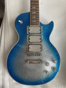 Изготовленная на заказ электрогитара LP, накладка грифа из палисандра, звукосниматель Ace Frehley 3, блестящая синяя отделка
