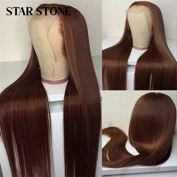 Шоколадно-коричневый прямой кружевной передний парик из натуральных волос Бразильский Body Wave Remy Hair Прозрачный фронтальный парик с глубокой волной для женщин