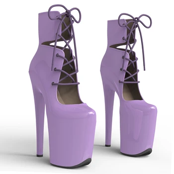 Leecabe 20 см / 8 дюймов Блестящий патентованный полиуретан Верхняя модная трендовая платформа Ботинки для танца на пилоне