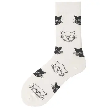 Симпатичный креативный Высокое качество Мода Harajuku Kawaii Забавные мягкие носки Женщины Яйцо Еда Живопись Корова Кошка Принт Смешные носки Милый носок