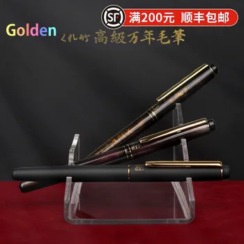 Kuretake DW141-50 Ручка-кисть, перьевая ручка, натуральные волосы, черепаха, золото. Кисть перьевой ручки, которую удобно носить с собой.