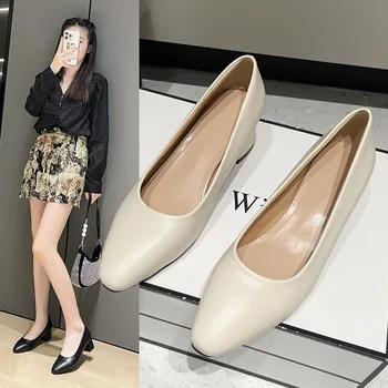 2023 Новая корейская женская обувь Простая одноместная обувь с твердой мягкой подошвой Женская обувь с неглубоким ртом