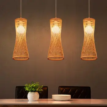 Японская бамбуковая люстра в китайском стиле из ротанга тканый подвесной светильник потолочный светильник для домашнего кафе бар украшает освещение ресторана