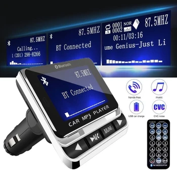 1,44 дюйма Bluetooth-совместимый MP3-плеер Громкая связь Беспроводной FM-передатчик Радиоадаптер USB Автомобильный пульт дистанционного управления