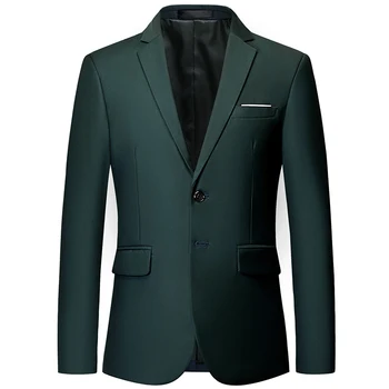 2023 Модные мужские пиджаки Сплошной цвет с длинным рукавом и лацканом Тонкий блейзер Пальто Верхняя одеждаКуртка для мужчин Одежда Мужская одежда