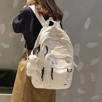 Модный рюкзак большой вместимости, повседневный, простой холщовый рюкзак, многослойная многоцветная сумка для студентов, регулируемый плечевой ремень