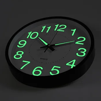 12-дюймовые светящиеся пластиковые настенные часы кварцевые часы спальня гостиная настенные часы простые часы 30 см белые настенные часы