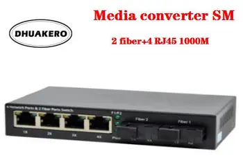 бесплатная доставка AB297 Приемопередатчик оптоволоконного медиа SM 2 SFP+ 4 RJ45 1000M