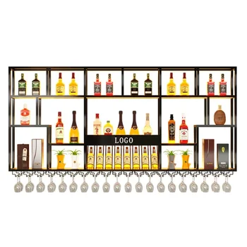 креативный ресторан бар винная витрина светодиодный настенный дисплей винный шкаф промышленная винная полка подвесные шкафы wijnrek мебель