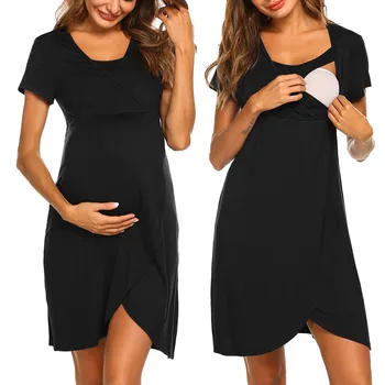 Solid Женщины Платье для беременных Полоска для беременных Туника для грудного вскармливания Лето Одежда для беременных Одежда для беременных