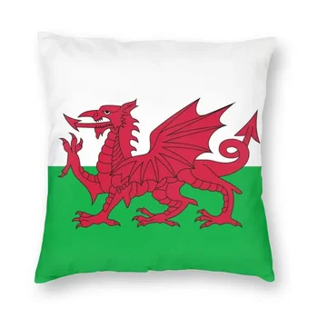 Флаг Уэльса в скандинавском стиле Декоративный чехол для подушки Изготовление на заказ Квадратный валлийский дракон Подушка Наволочка для гостиной