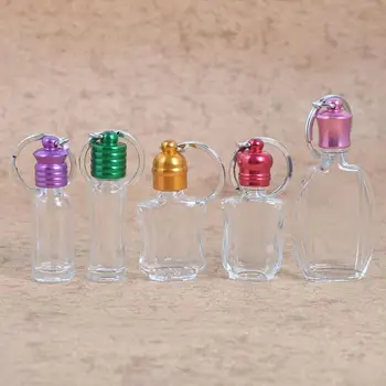  Личность Многоразовые эфирные масла Пустая бутылка Портативные мини дорожные стеклянные бутылки с кольцом для ключей LX3243