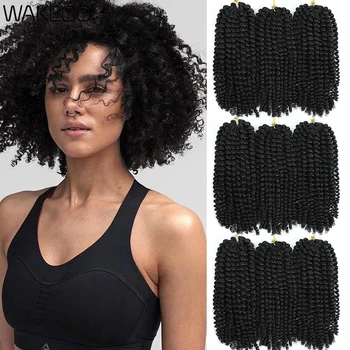 Wakego 8 12 дюймов Short Passion Twist Волосы Marlybob Kinky Curly Crochet Волосы Мягкие синтетические косички для черных женщин